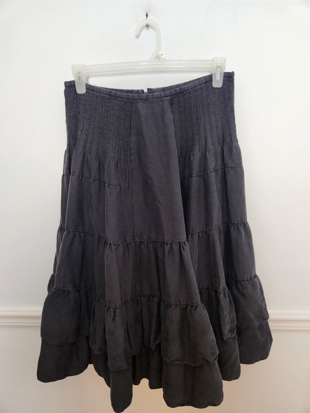 Jill Stuart Midi Skirt Sz 8 Waist 31" Womens Faded Black Grunge WhimsiGoth Punk
